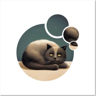 Cat with eyes staring at night Posters and Art